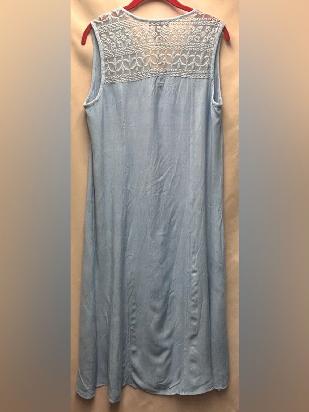 Studio West Vintage 80’s Maxi Baby Blue Eyelet Embroidery Dress Size PL - Picture 3 of 6